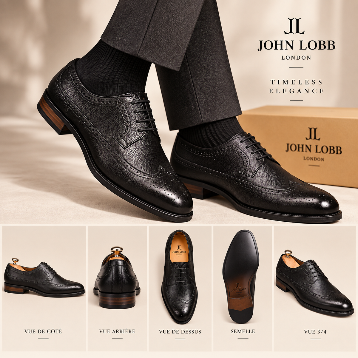 Derby JL Brogue Milano Noir