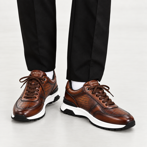 Sneakers Berluti- Marron bois avec ecriture