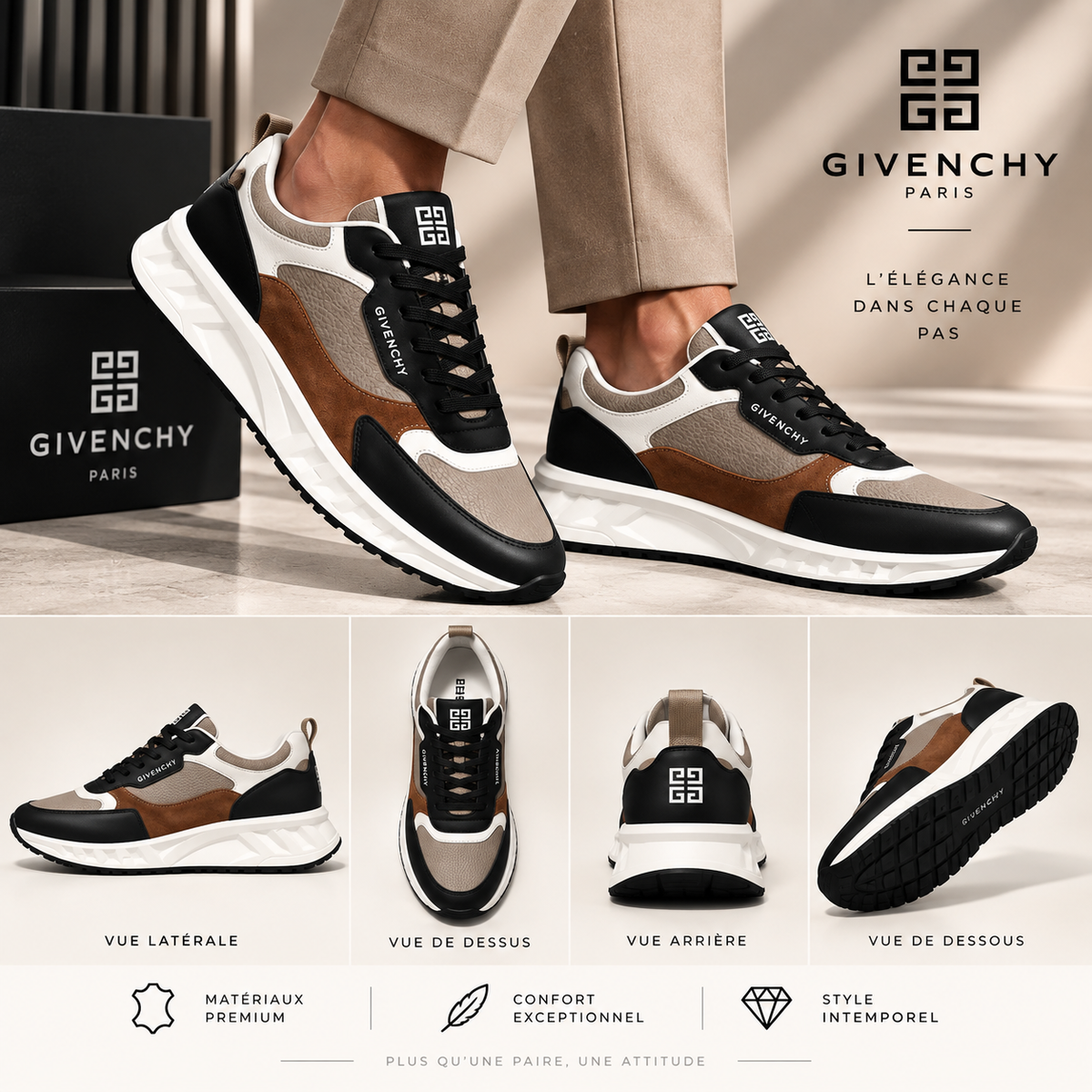 Sneakers Givenchy beige, marron et noir