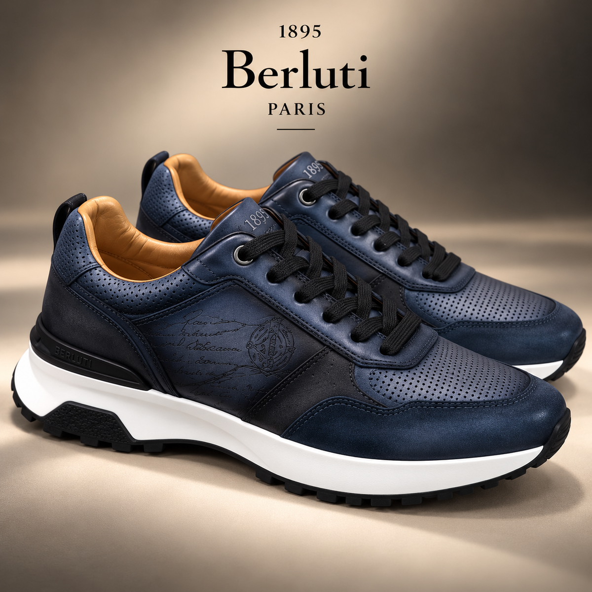 Sneakers Berluti- Bleu avec écriture