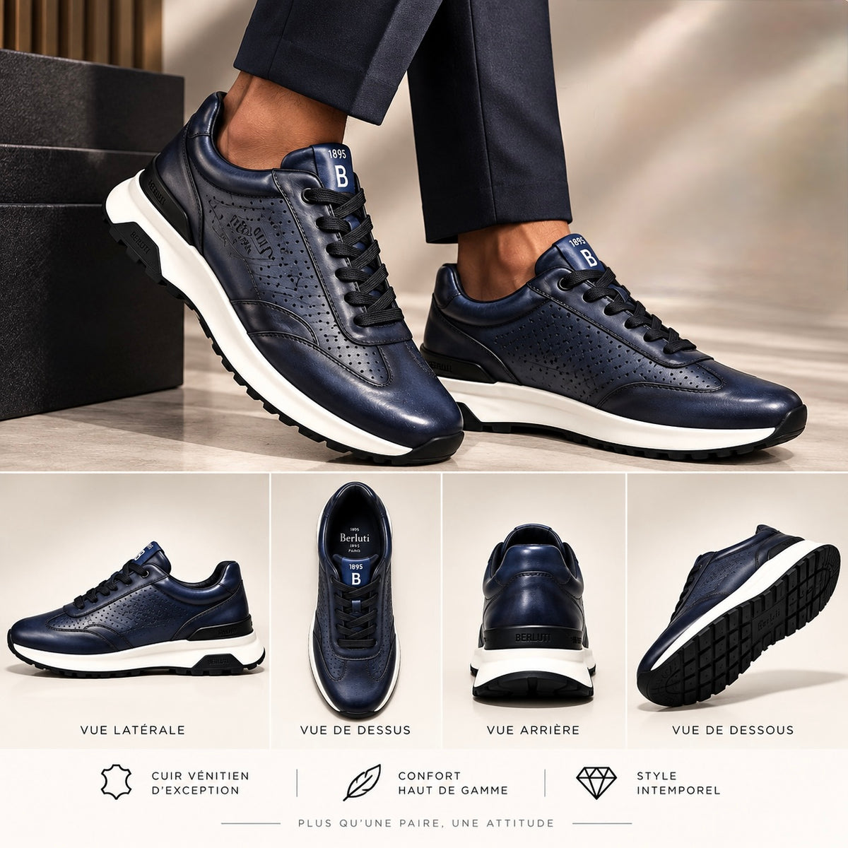 Sneakers Berluti- Bleu perforé