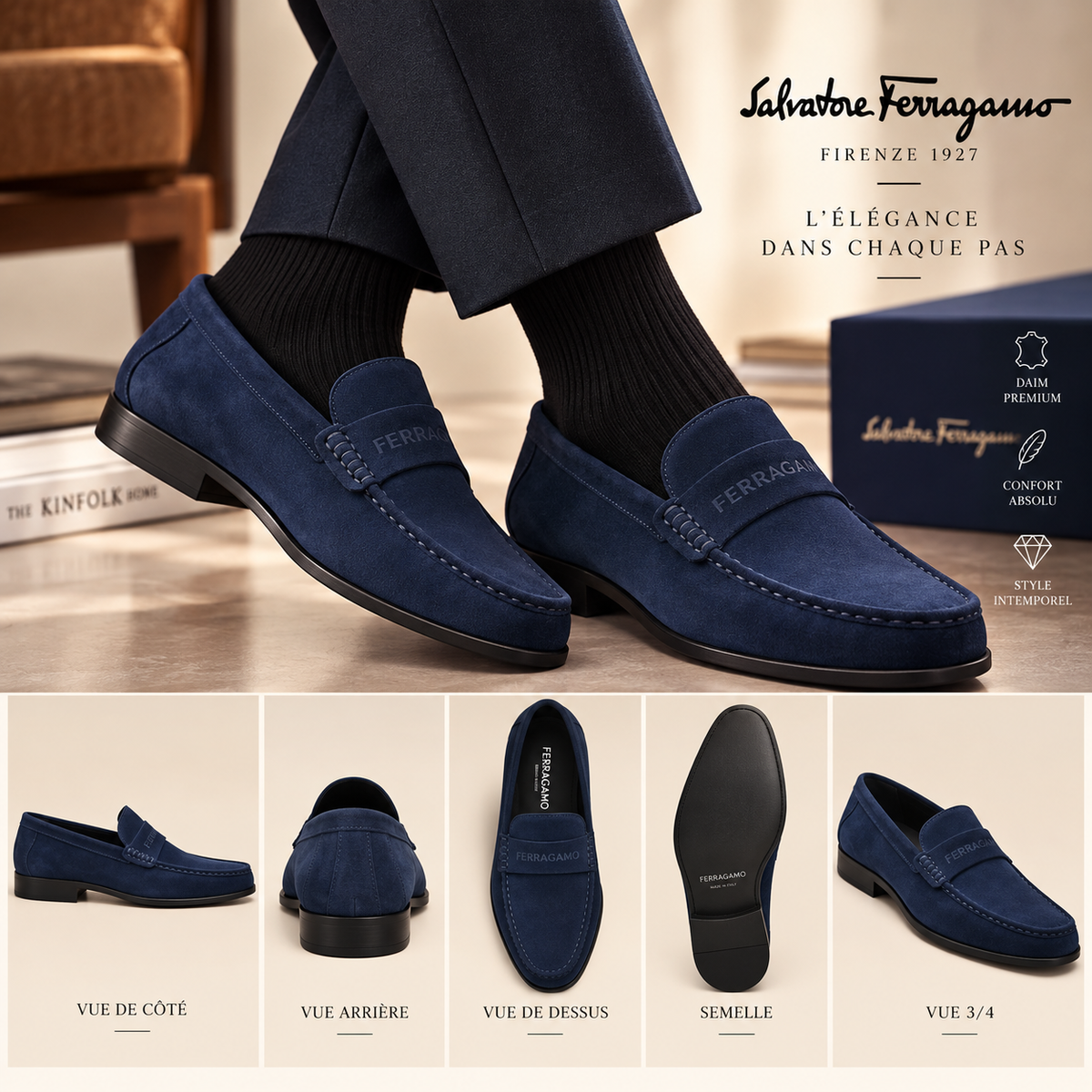 Mocassin Firenze Bleu Nuit