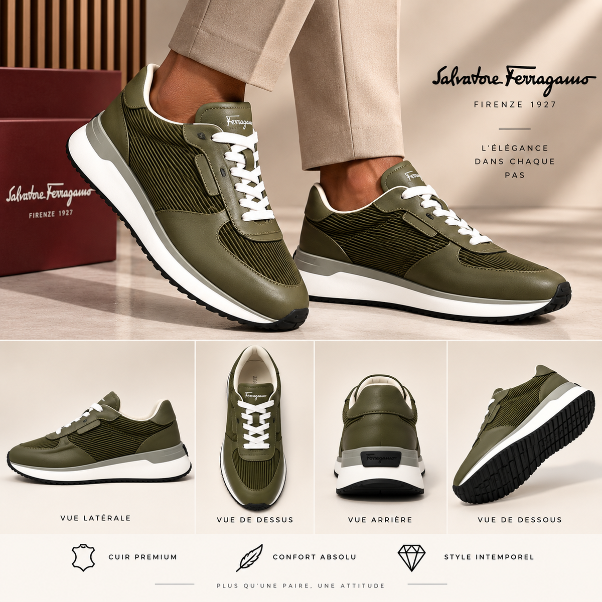 Sneakers Ferragamo- vert olive